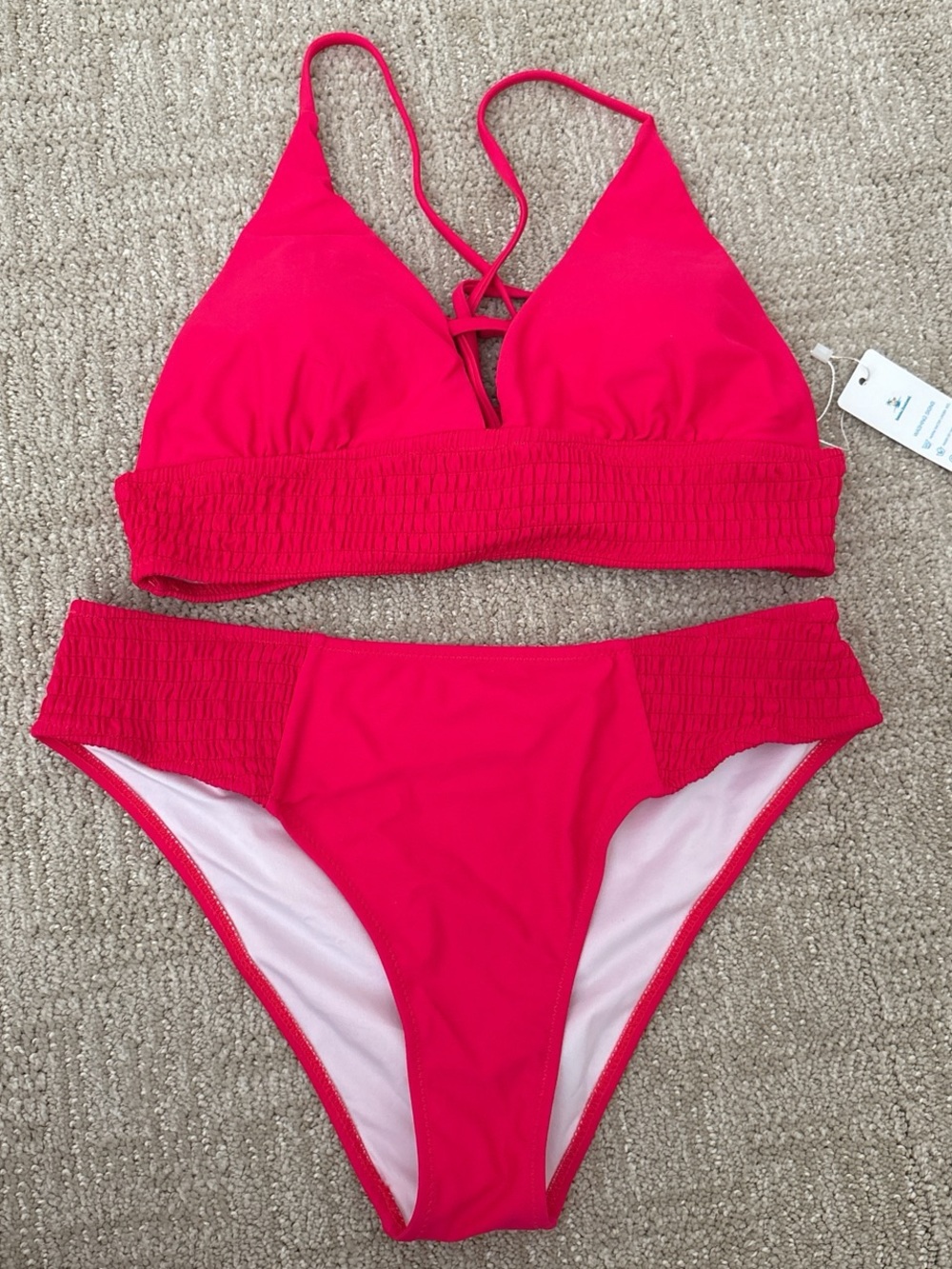 Women’s Pink Smocked Bikini Set